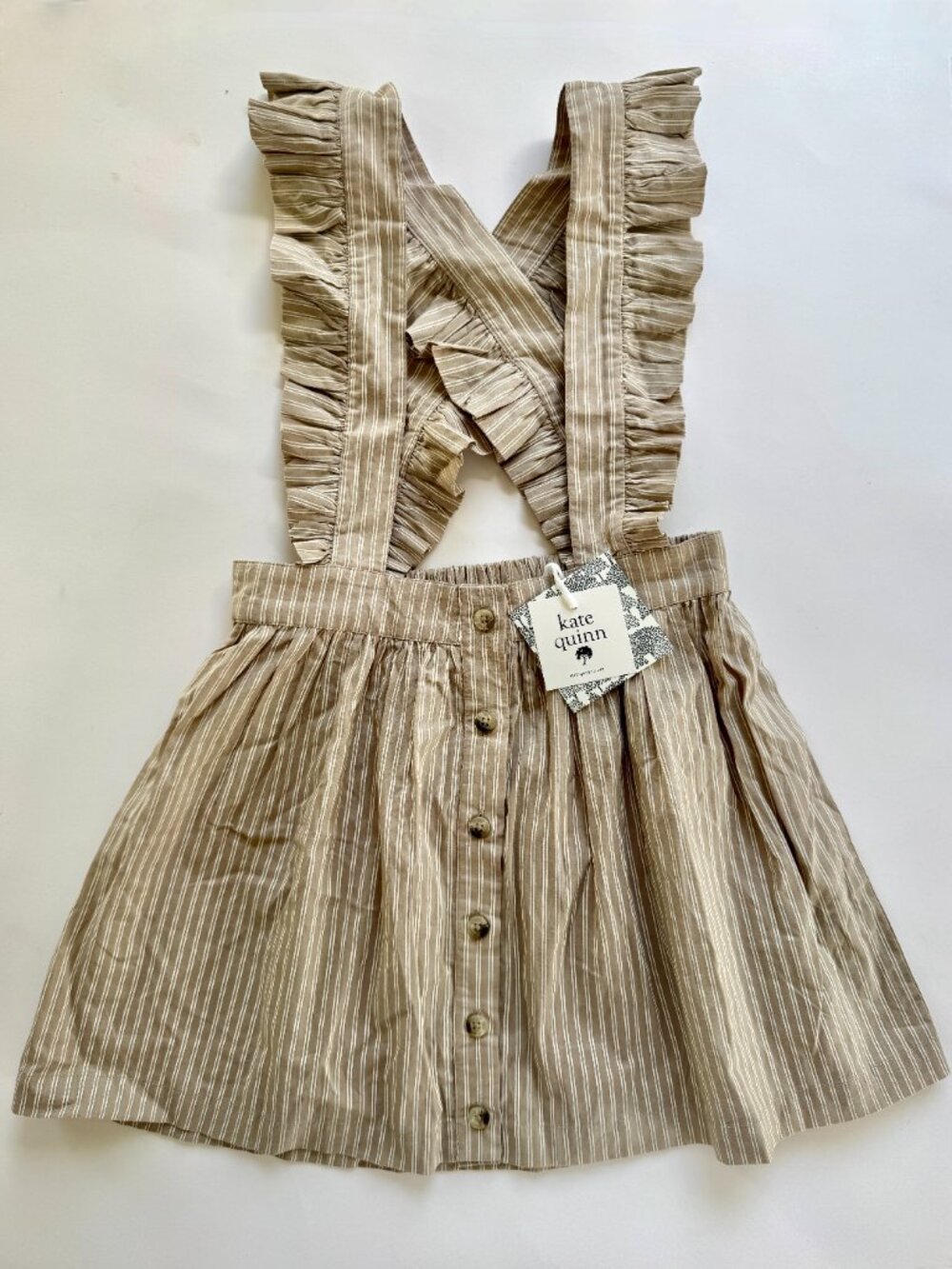 NWT Kate Quinn Ruffle Suspender Skirt 6Y Striped Pinafore Fall Back to School